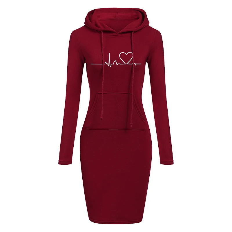 Long Sleeve Hoodie Dress Slim Fit Pullovers Sweatshirt