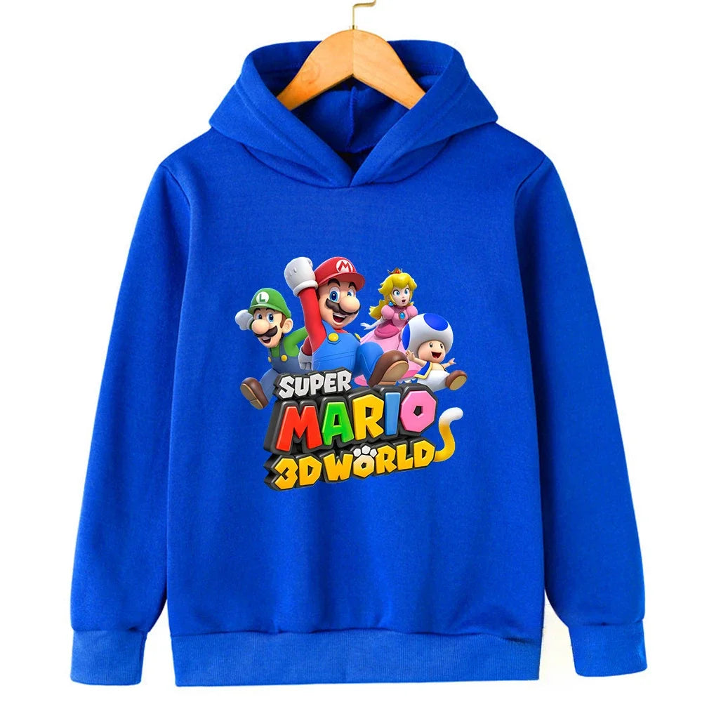 Autumn Cartoon Print Sports Children Hoodies Street Casual Fashion Sweatshirt 3-14 Years Kids Boy Girl Clothing Outdoor Pullover