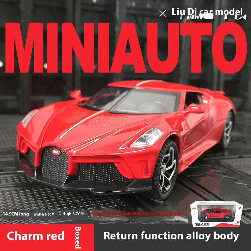 1:32 Bugatti La Voiture Noire Sports Car Alloy Diecast Simulation Metal Model Sound & Light Pull Back Toy Collection Kids Toys