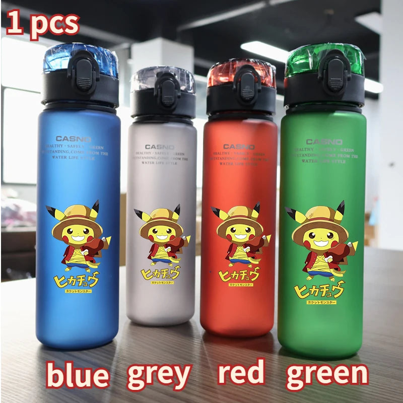 560ml Pokemon Pikachu Charizard Mew Water Bottle Portable Outdoor Sport Large Capacity Blue Gray Red Green Plastic Drinking Cup