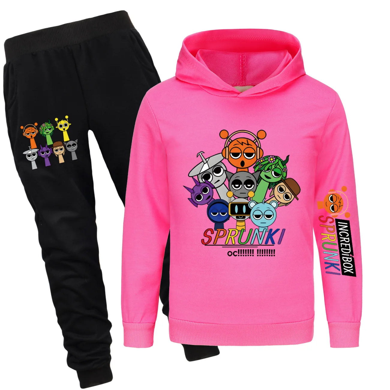 Sprunki Cartoon Clothes Kids Game Incredibox Jumper Boys Fashion Long Sleeve Sweatshirts+ Pants 2pcs Suits Toddler Girls Outfits