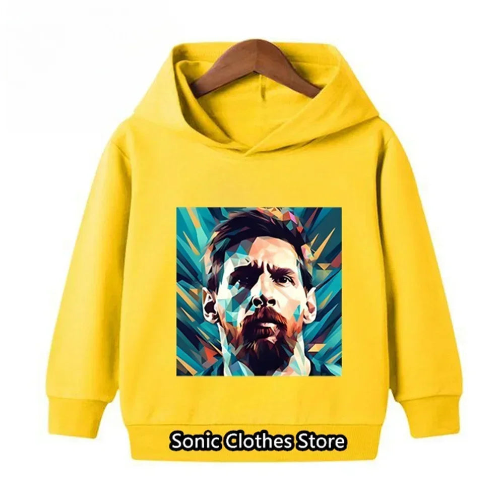 New Spring Autumn Boys Messi Cartoon Hoodies Fashion Kids Sweatshirt Cartoon Long Sleeve Baby Girls Children's Clothes