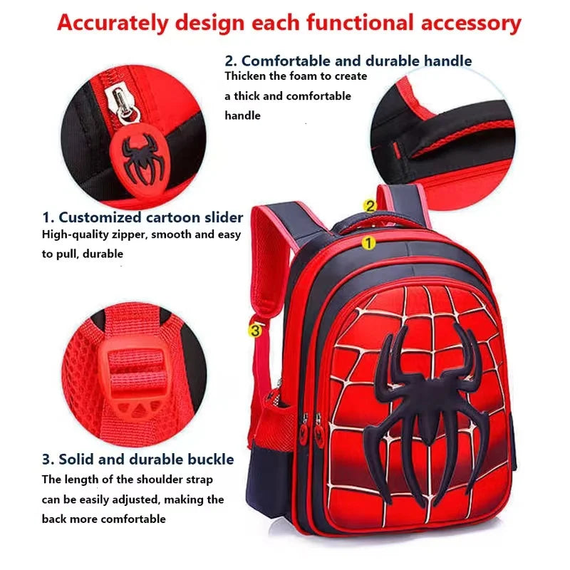 3D three-dimensional cartoon spider schoolbag set of children's schoolbag cute boys cartoon shoulder bag