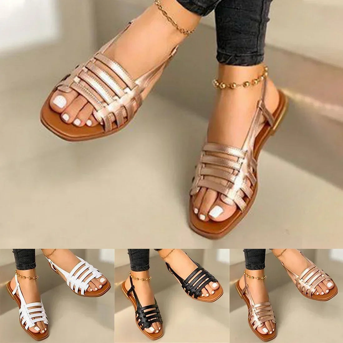 Women Sandals Summer Hollow Out Roman Shoes 2024