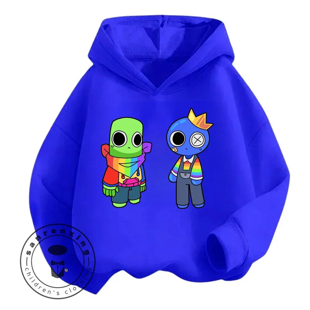 Rainbow Friends Cartoon Long Sleeve Hoodie with Cute Charming Designs Perfect Suitable for Suitable for Boys and Girls Aged 3-14