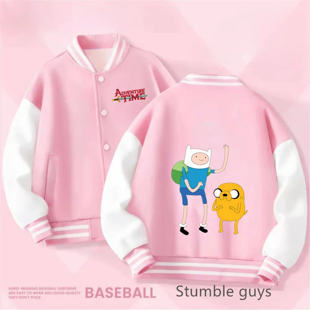 Boys and Girls for Stylish Coat Kids Sanrio Fall/Winter Jacket Baseball Uniform Adventure Time Pattern Print Thick Warm