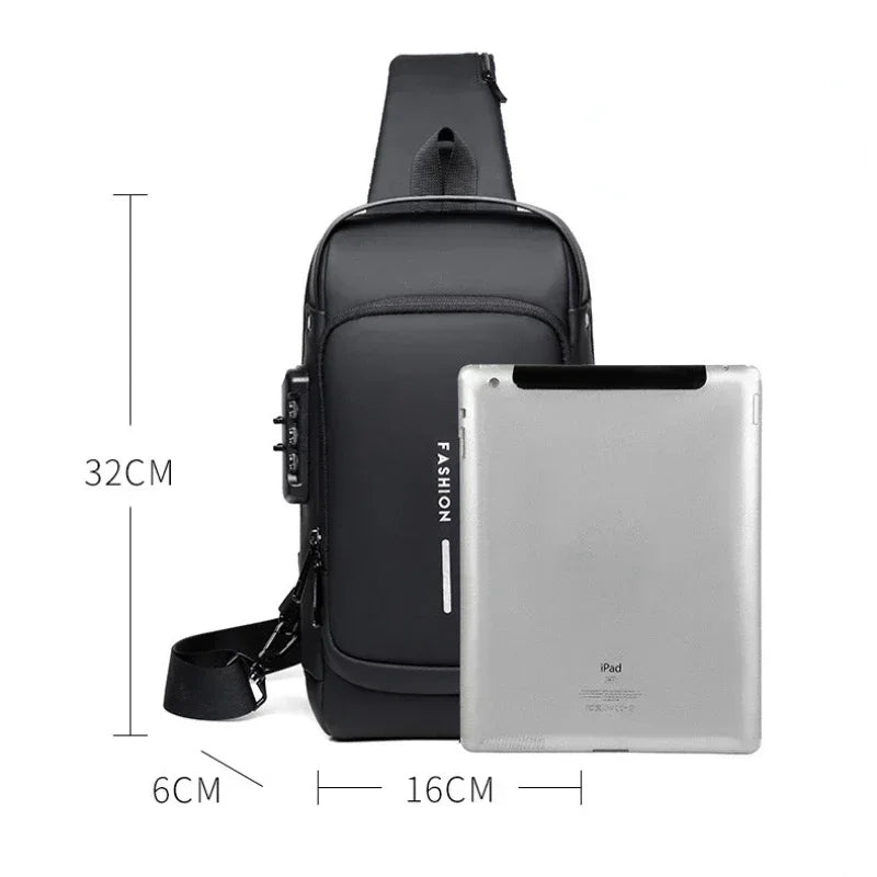 Men Anti Theft Chest Bag USB Charging Crossbody Sling Pack