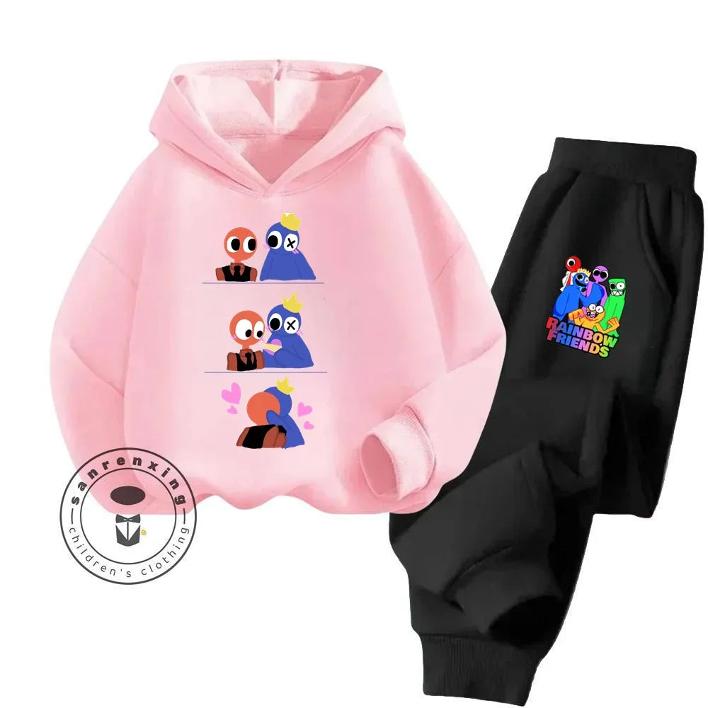 2024 Stylish and Cozy Cartoon Rainbow Friends Long Sleeve Stand Out Design Suitable for Children 3-14 Years Old New Hoodie Set