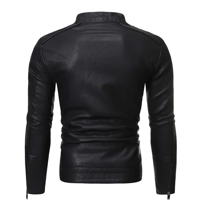 Men Spring Autumn Coat PU Casual Leather Jacket Motorcycle Biker Slim Fit Outwear Male Black Blue Clothing Plus Size S-3XL 2024