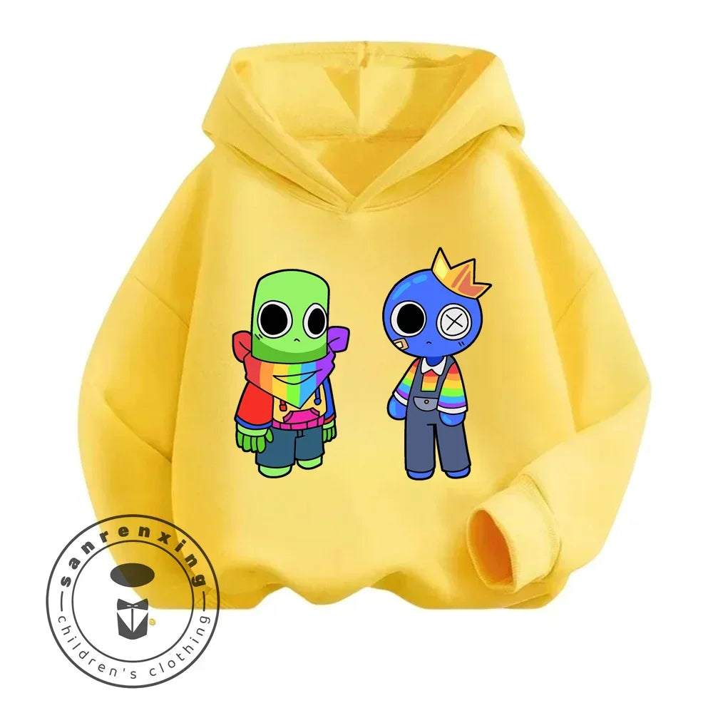 Rainbow Friends Cartoon Long Sleeve Hoodie with Cute Charming Designs Perfect Suitable for Suitable for Boys and Girls Aged 3-14