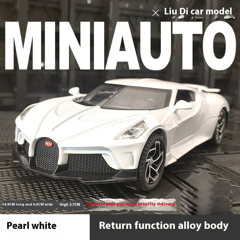 1:32 Bugatti La Voiture Noire Sports Car Alloy Diecast Simulation Metal Model Sound & Light Pull Back Toy Collection Kids Toys