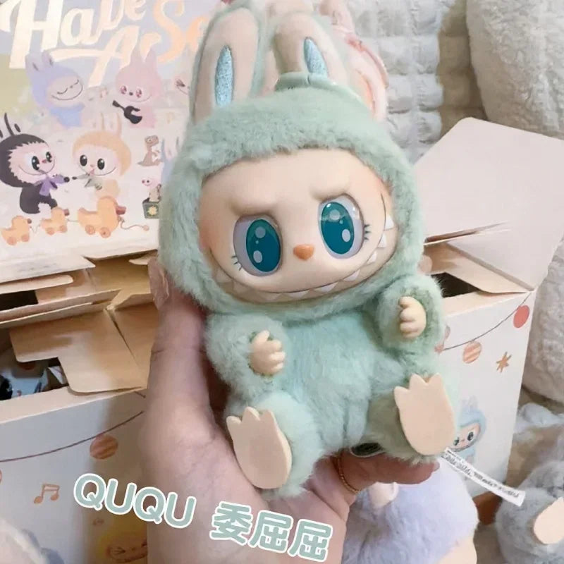 Anime Figure Labubu toy Have A Seat Series Pendant Flocking Model Toy Kawaii Monster Replica Keychain Toy Birthday Doll