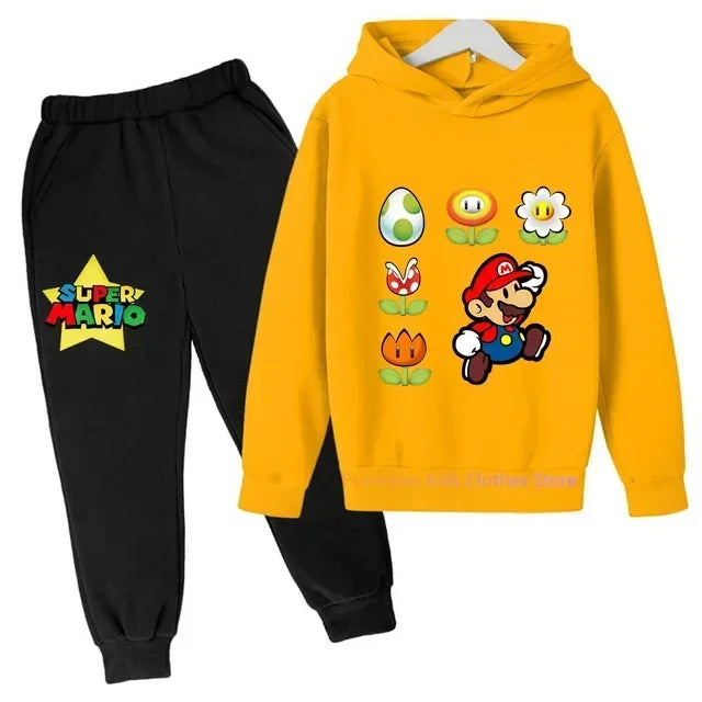 Super Mario Bros Boy Girl Hoodie Suit Cotton Kids Hooded Sportswear Set Boys Pokemon Clothes 2 5 6 7 8 9 10 11 12 13 12 Y