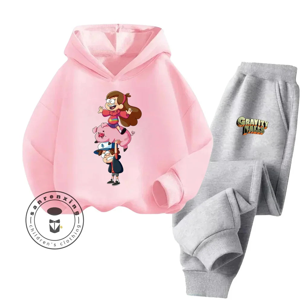 2024 Hot Gravity Falls cute Cheap Hip-Hop Kids sports set Kawaii animation boys and girls children sweatshirt sweatpants set