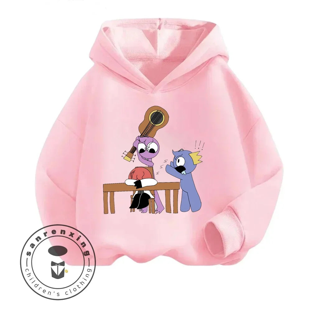 Rainbow Friends Cartoon Long Sleeve Hoodie with Cute Charming Designs Perfect Suitable for Suitable for Boys and Girls Aged 3-14