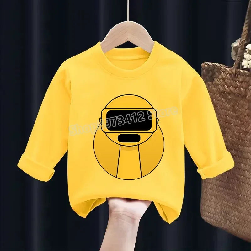 Sprunki Children T-shirt Incredibox Cotton Tees Spring Long Sleeve Base Coat Leisure Wear Bos Girl Cute Cartoon Top Kids Clothes