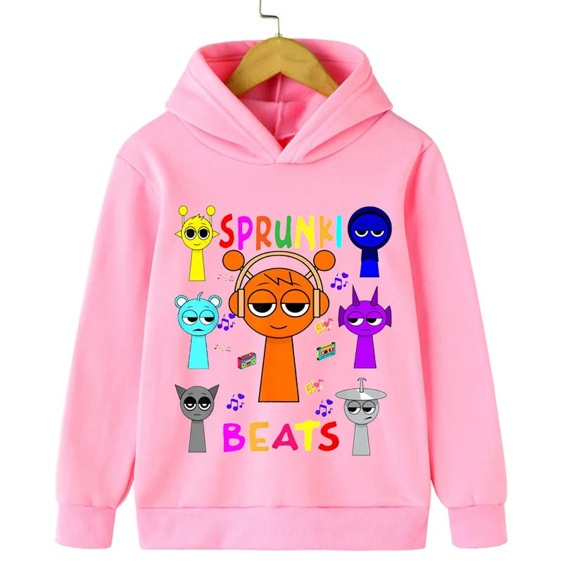 Hot Sales Sprunki Cartoon Clothes Kids Horror Game Incredibox Hoodie Boys Long Sleeve Sweatshirts Girls Casual Anime Hooded Tops