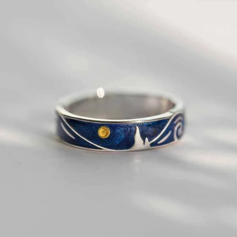 Creative Van Gogh Starry Sky Open Lover Fashion Rings Personality Romantic Jewelry