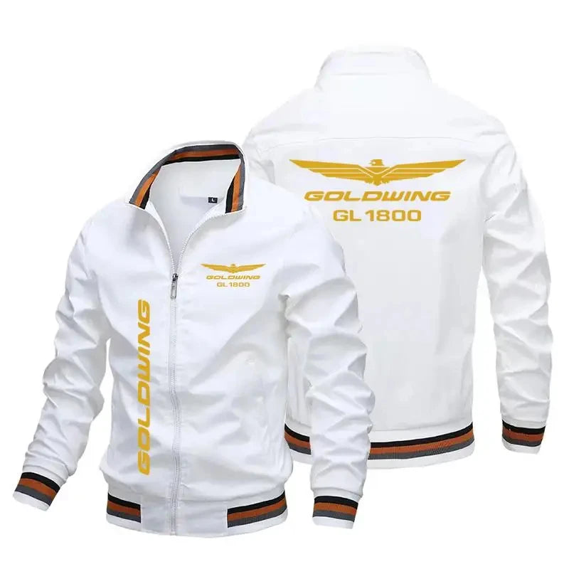 Men's 2024 autumn/winter hot selling driver jacket, golden wings, printed logo casual top