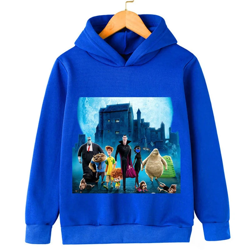 Hotel Transylvania Cartoon 2-14 Years Old Kids Boys Hoodies Sweatshirts For Autumn Coats Teenager Boy Clothes Kid Girls Tops