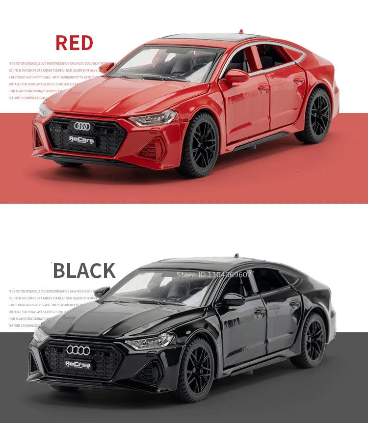 1:32 Audi RS7 Sportback Model Toy Cars Alloy Diecast 6 Doors Opened with Pull Back Rubber Tires Ornament Vehicle Toys Gifts