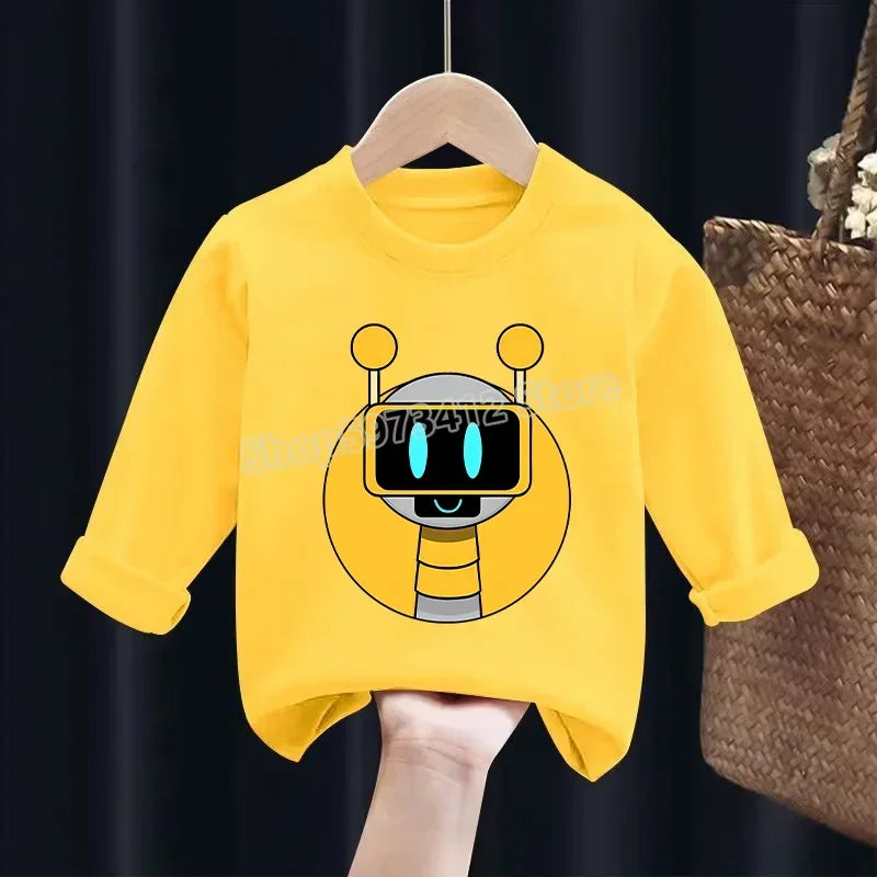 Sprunki Children T-shirt Incredibox Cotton Tees Spring Long Sleeve Base Coat Leisure Wear Bos Girl Cute Cartoon Top Kids Clothes