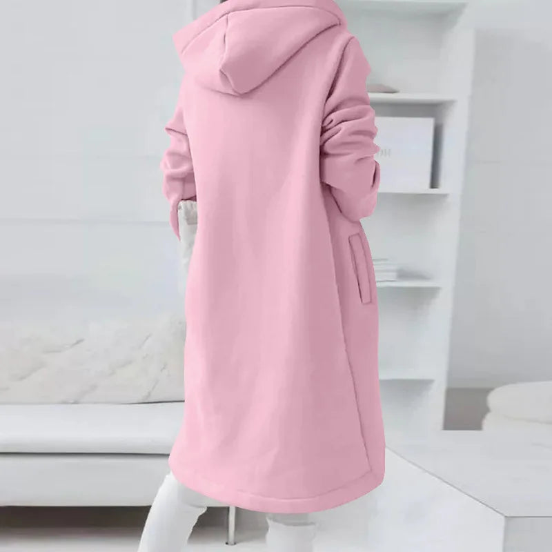 Oversized Women Loose Zip Sweatshirts Casual Female Hoody Tie Collar Zip Up Pocket Baggy Streetwear Hooded Coats JYFS-JY7755