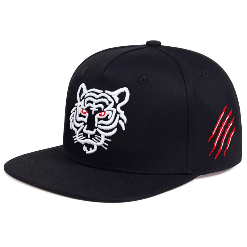 Bomuld Sort Tiger Broderi Baseball Cap Mænd Kvinder snapback Hatte Sommer Fritid Trucker Caps Unisex Hip Hop Hatte Gorras