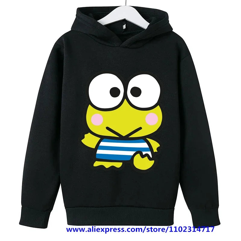 MINISO Kero Kero Keroppi Hoodie Kids Clothes Girls Clothing Sanrio Boys Sweatshirts Spring Boys Long Sleeves Cartoon Hooded