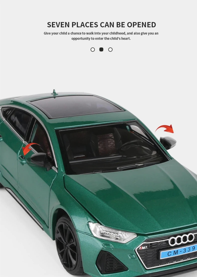 1:24 Audi RS7 Coupe Alloy Car Model Diecasts Metal Toy Sports Car Vehicles Model Simulation Sound Light Collection Kids Toy Gift