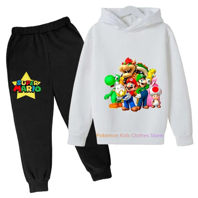 Baby Boys Clothes Super Mario Bros Hoodie Sets Kids Spring Autumn Girls Casual Hoodies+pants 2pcs Set for Children Boys Suit