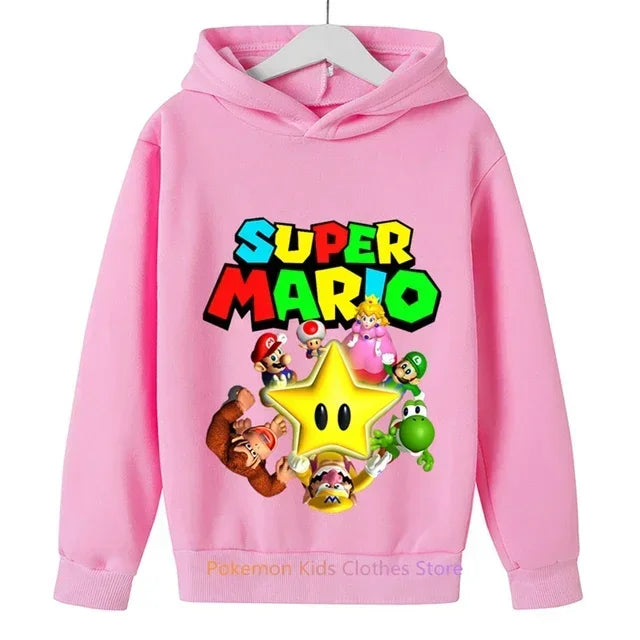 Fashion Children Game Super Mario Sweatshirt Baby Boys Girls Cartoon Pullovers Kids Autumn Clothes Mario bros Hoodies