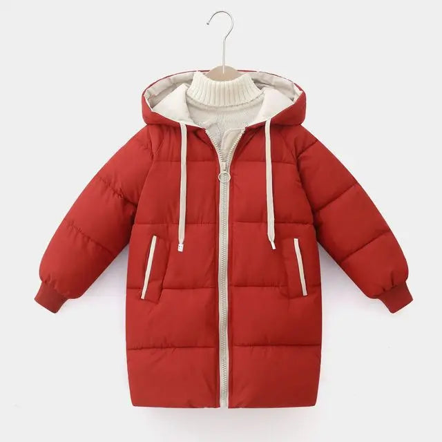 Kids Thicken Warm Down Coat Boys Winter Real Fur Hooded Long Parkas Girls Cotton Down Jackets Outerwears Teen Children Clothing