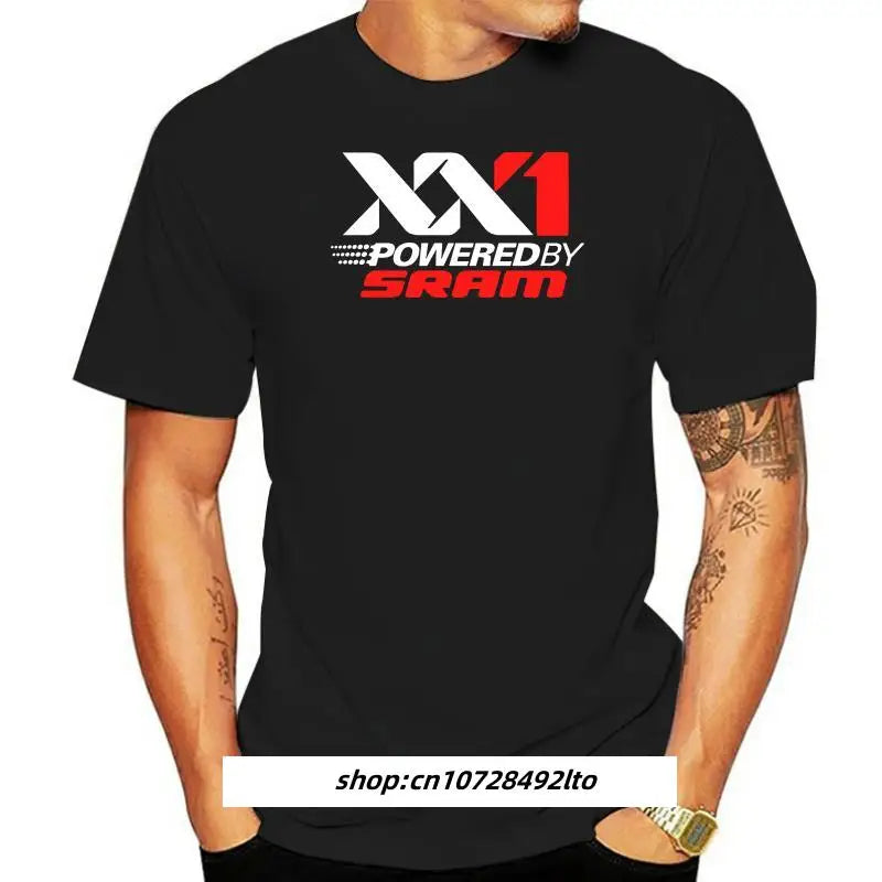 Fashion XX1 Poweredby Sram Mtb Bike Grafisk T-shirt Herre Klassisk Sort