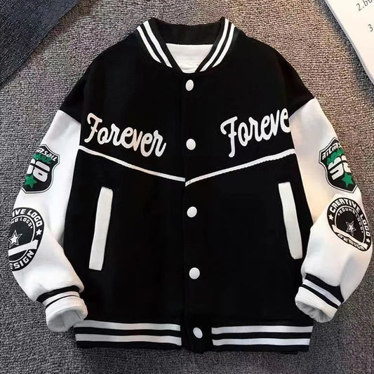 Bomber Jacket Children Boys Spring Autumn Letter Print Outerwear Kids Streetwear Varsity Baseball Uniform New Coats 3-14 Years