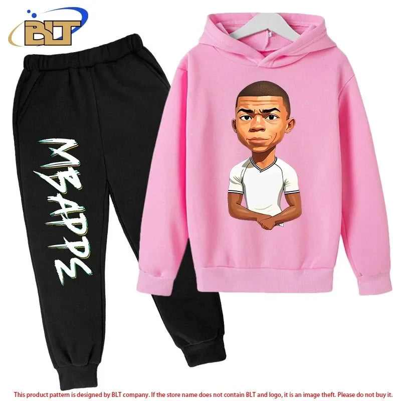 Children's Clothing Children's Hoodie Set Plus Sweatshirt Pants 2-piece Set for Boys and Girls Mbappe Printed Set