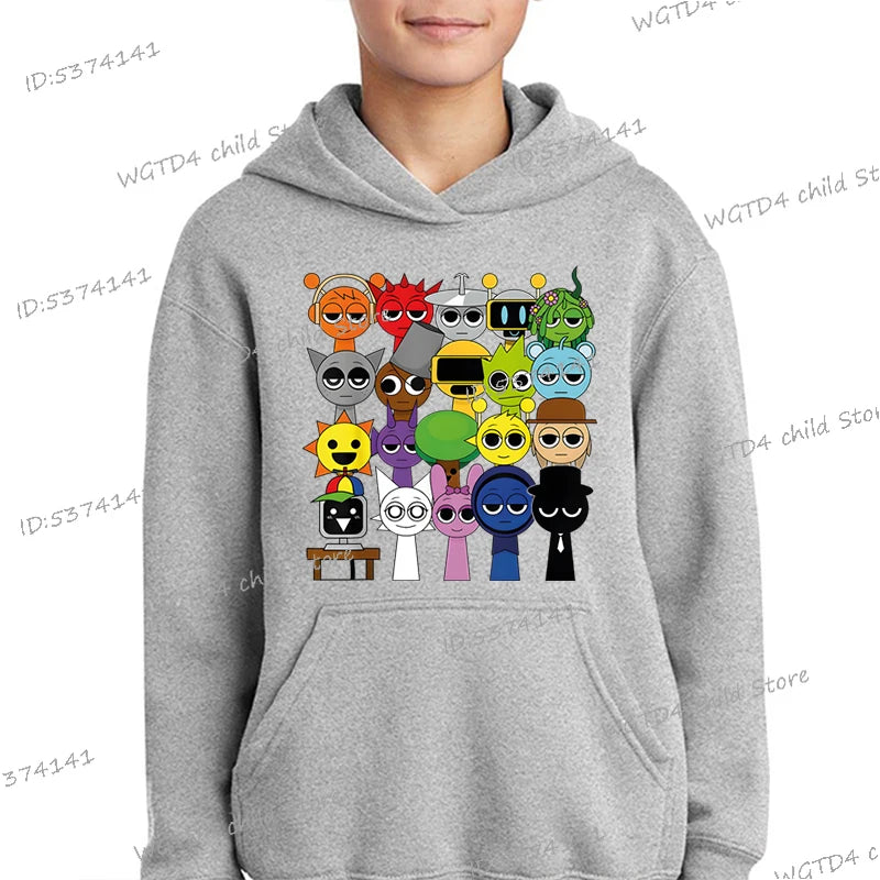 Sprunki Game Figure Hoodies Boys Girls Travel Sweatshirts Cartoon Incredibox Game Long Sleeve Streetwear Funny Sprunki Hoodie