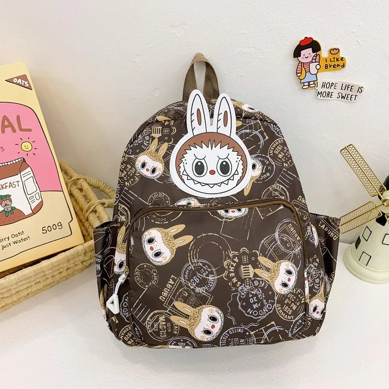 Cartoon Labubu Backpack Kawaii Brown Monster Kids Messenger Bag Cute Student Shouder Bag Outdoor Travel Use Children's Gift EB18