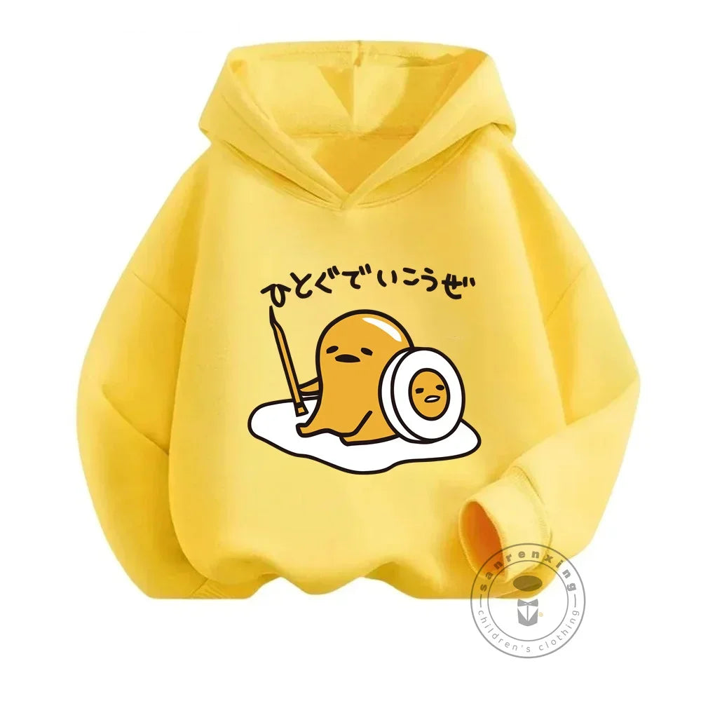 Kids Gudetama Hoodie Boys Girls Beautiful Clothes Sweatshirt Long Sleeve Sanrio Cartoon Print Top Pants Casual New Fall 2024