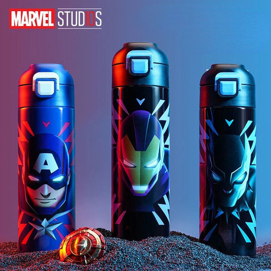 Marvel Avengers Iron Man SpiderMan Creative Cartoon Children's Direct Drinking Portable Anti-scalding Thermos Cup Christmas Gift