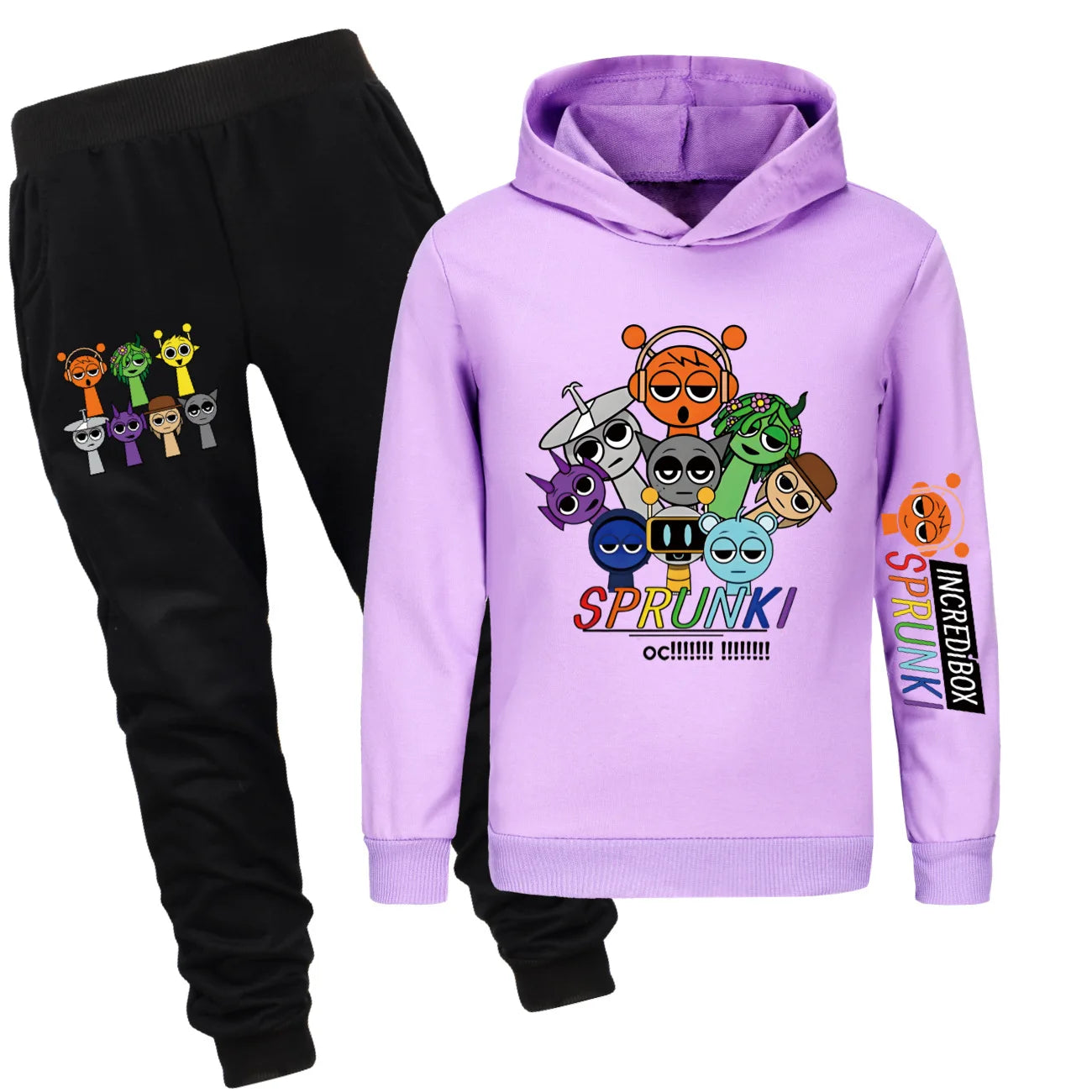 Sprunki Cartoon Clothes Kids Game Incredibox Jumper Boys Fashion Long Sleeve Sweatshirts+ Pants 2pcs Suits Toddler Girls Outfits