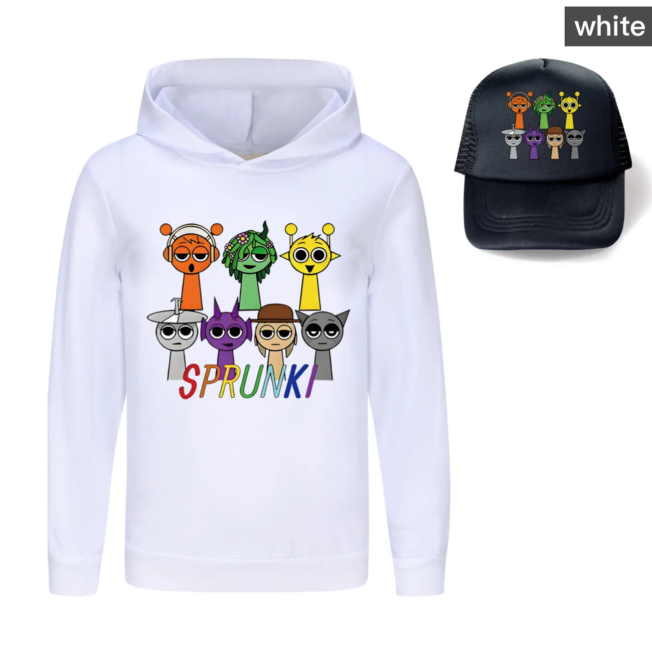 Sprunki Incredibox  Game  Tag Clothes Kids Hooded Sweater Shirt Hat Boys Cotton Girls Fashion Clothes Toddler Long Sleeve Tops