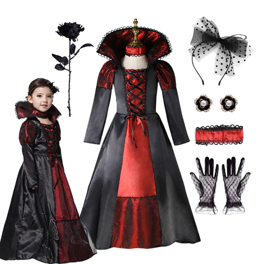 Piger Prinsesse Kostume Barn Vampyr Spøgelse Brud Tøj Halloween Elegant Børn Cosplay Karneval Udklædning Heks Fødselsdagskjole