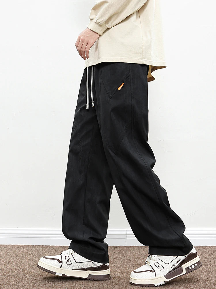 2025 Spring Summer Men's Sweatpants Korean Fashion Wide Leg Baggy Pants 8XL 7XL 6XL Plus Size Loose Straight Trousers Male