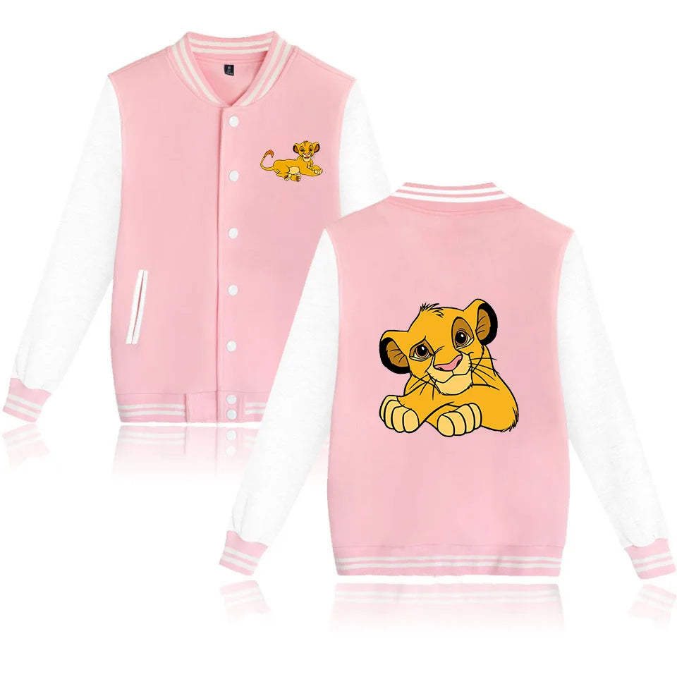 Disney The Lion King Simba Varsity Baseball Bomber Jacket Men Women Hip Hop Harajuku Jackets Kids Boys Girls Single Coats