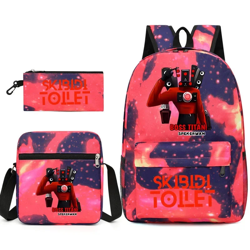 HOT Kawaii Cartoon TV Man Speaker Man Toilet Man Primary School Student School Bag Large Capacity Backpack Skibidi Toilet