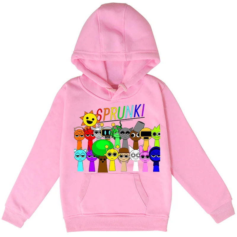 Sprunki Hoodie Boys Girls Funny Game Hoodie Spring Hooded Sweatshirts Children's Clothing Cartoon Print Hoodies Kids Casual Tops