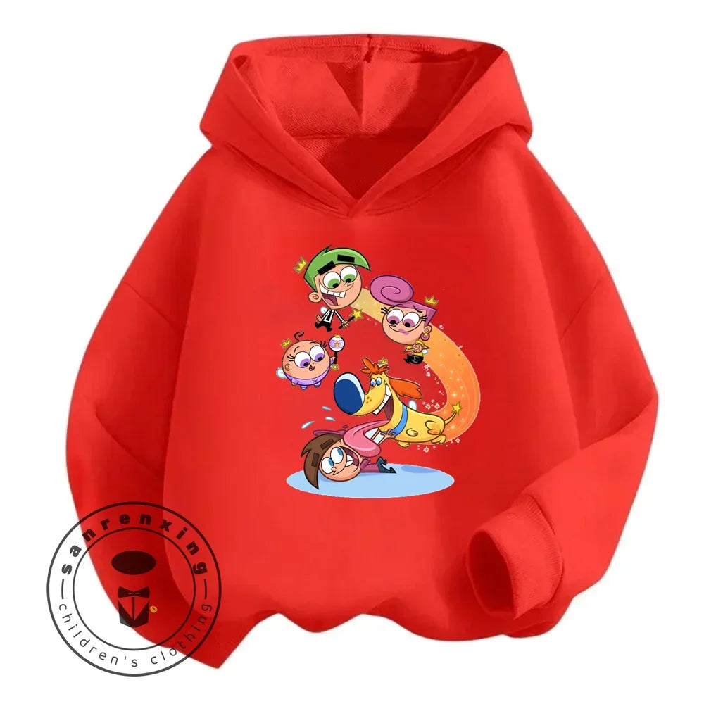 Cartoon The Fairly OddParents Baby Girl Boy Long Sleeve Pullover Sports Boy Girl Autumn Winter Children's Sweatshirt 1-16Y