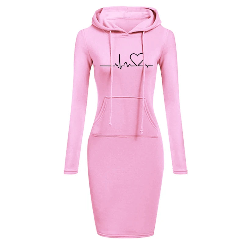 Long Sleeve Hoodie Dress Slim Fit Pullovers Sweatshirt