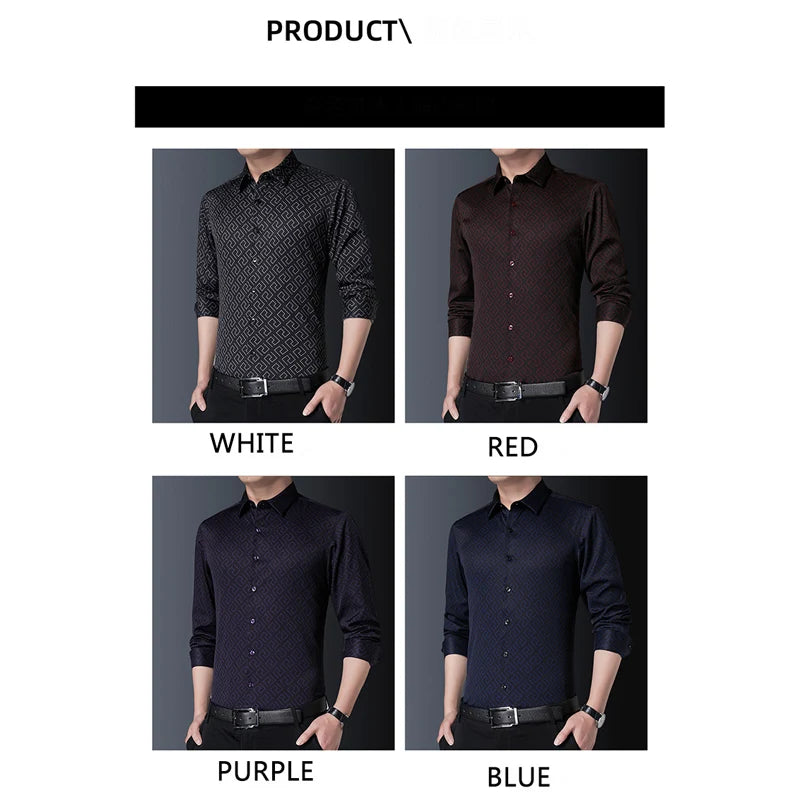 BROWON Fashion Men Shirts Long sleeve Slim Fit  Clothing